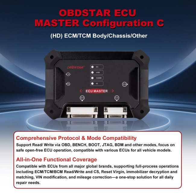 OBDSTAR ECU MASTER C for HD Supports TCM ECM BODY/CHASSIS/OTHER Clone Functions, The First Professional PC-based ECU Flasher